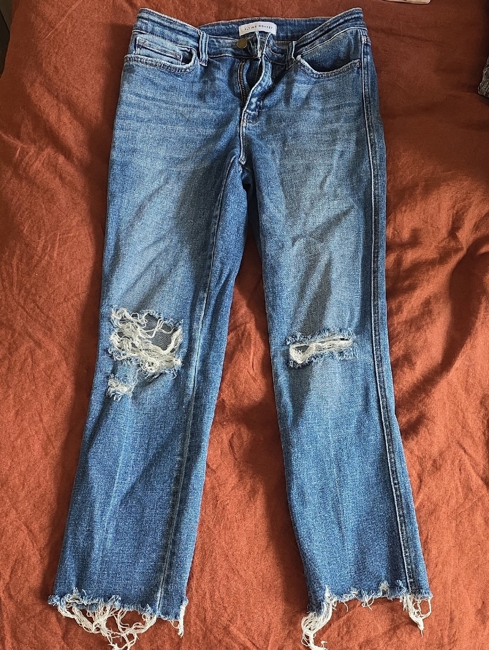 Flying Monkey Blue Distressed Boot Cut Jeans